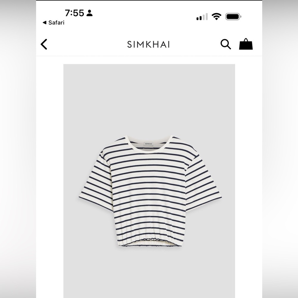 SIMKAI jojo cropped striped cotton blend jersey t-shirt
